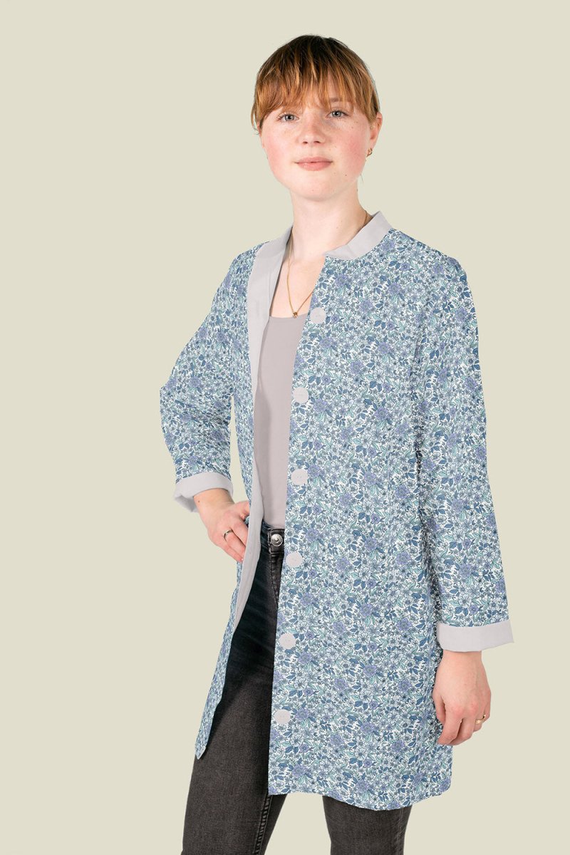 Cotton Poplin Printed Flowers Cobalt - Lametru.ro