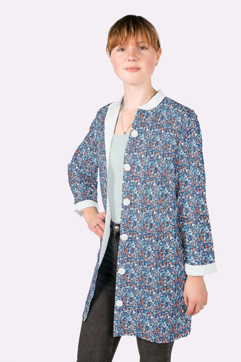 Cotton Poplin Printed Flowers Navy - Lametru.ro