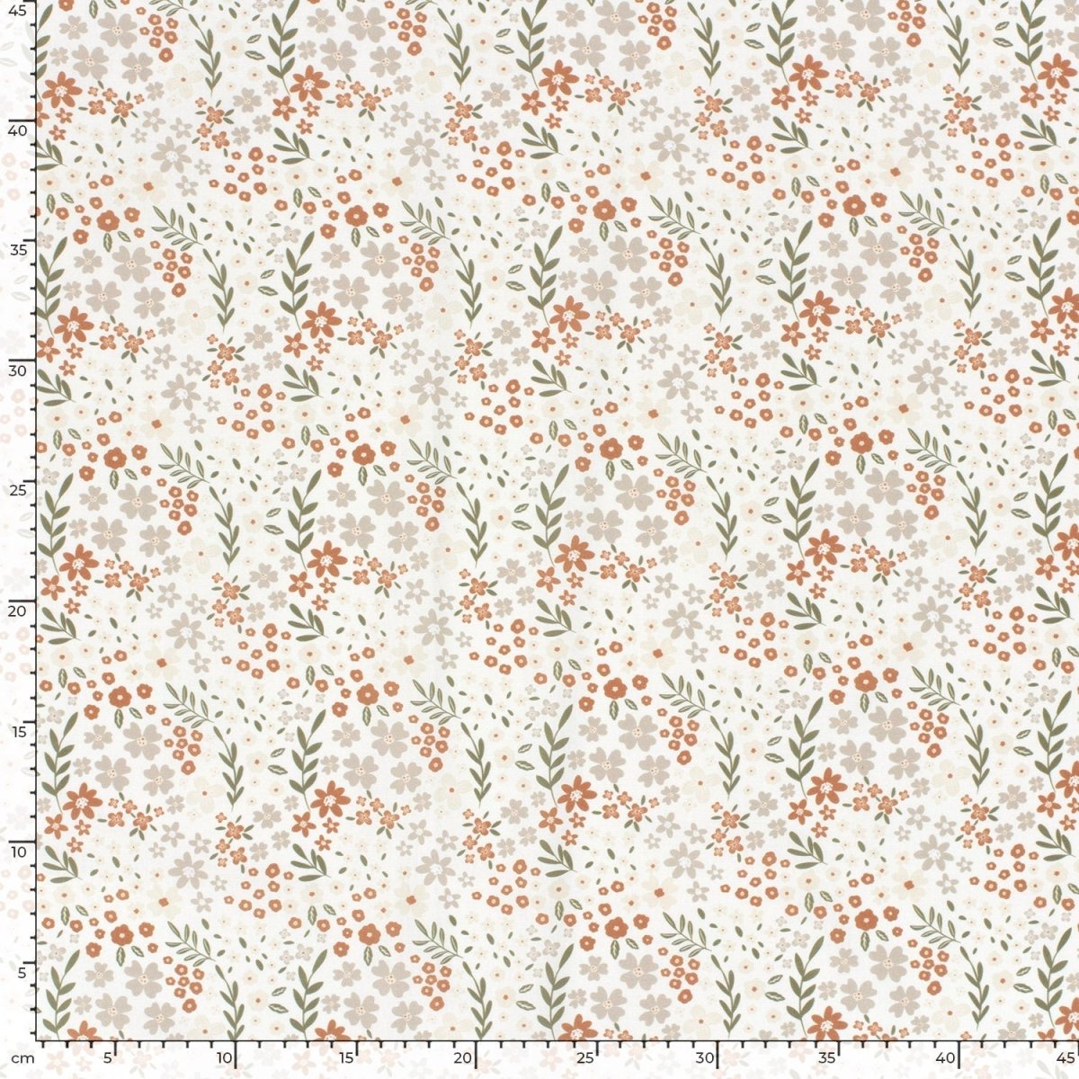 Cotton Poplin Printed Flowers Off White - Lametru.ro
