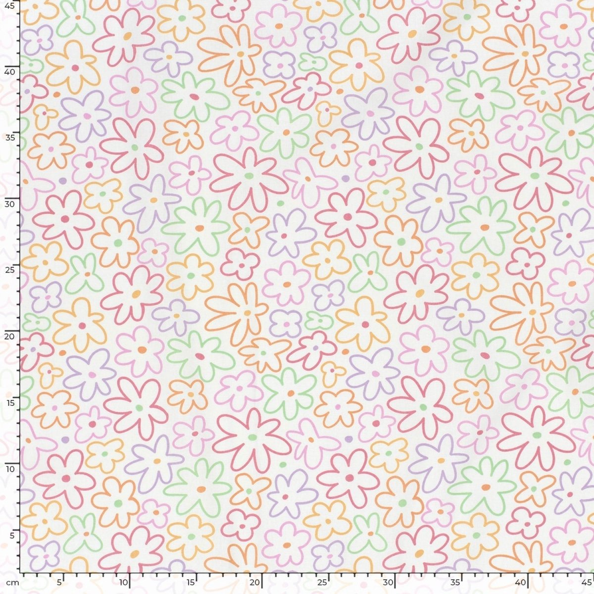 Cotton Poplin Printed Flowers Off White - Lametru.ro