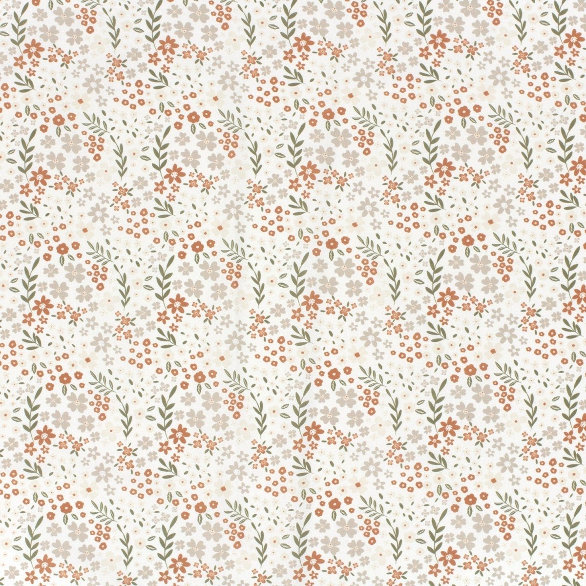 Cotton Poplin Printed Flowers Off White - Lametru.ro
