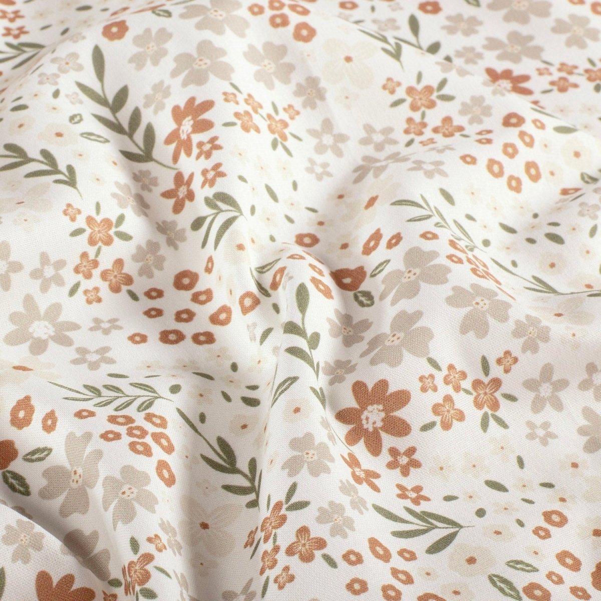 Cotton Poplin Printed Flowers Off White - Lametru.ro