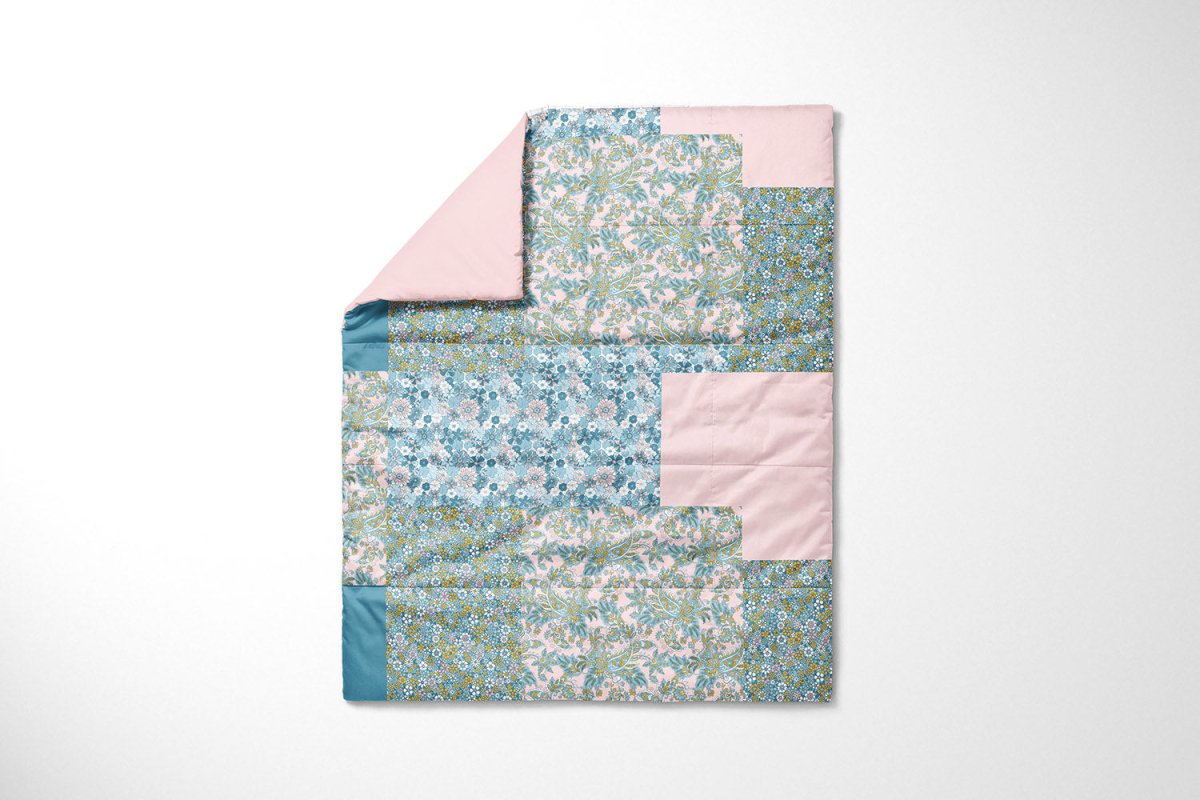 Cotton Poplin Printed Flowers Petrol - Lametru.ro