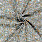 Poplin Bumbac Imprimat Flori Petrol
