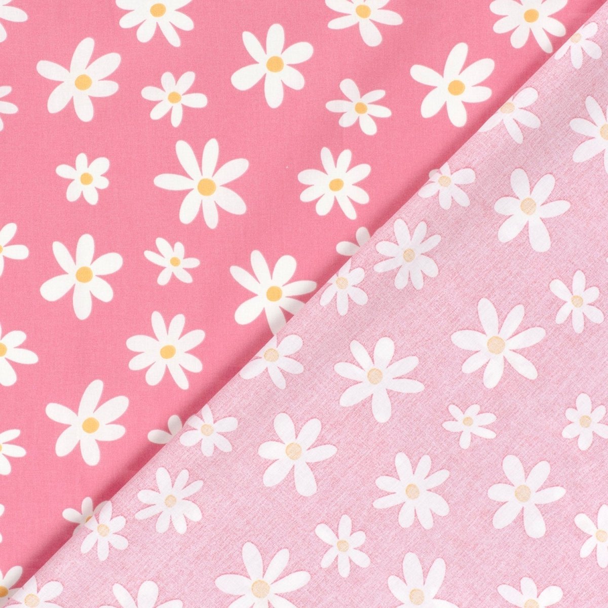 Cotton Poplin Printed Flowers Pink - Lametru.ro