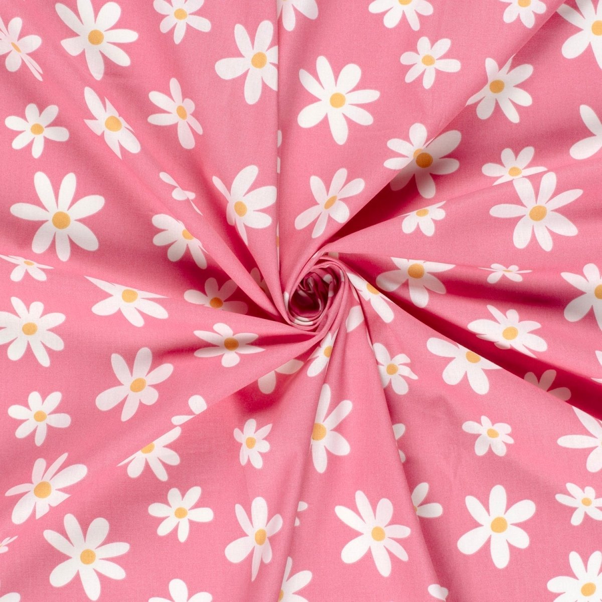 Cotton Poplin Printed Flowers Pink - Lametru.ro