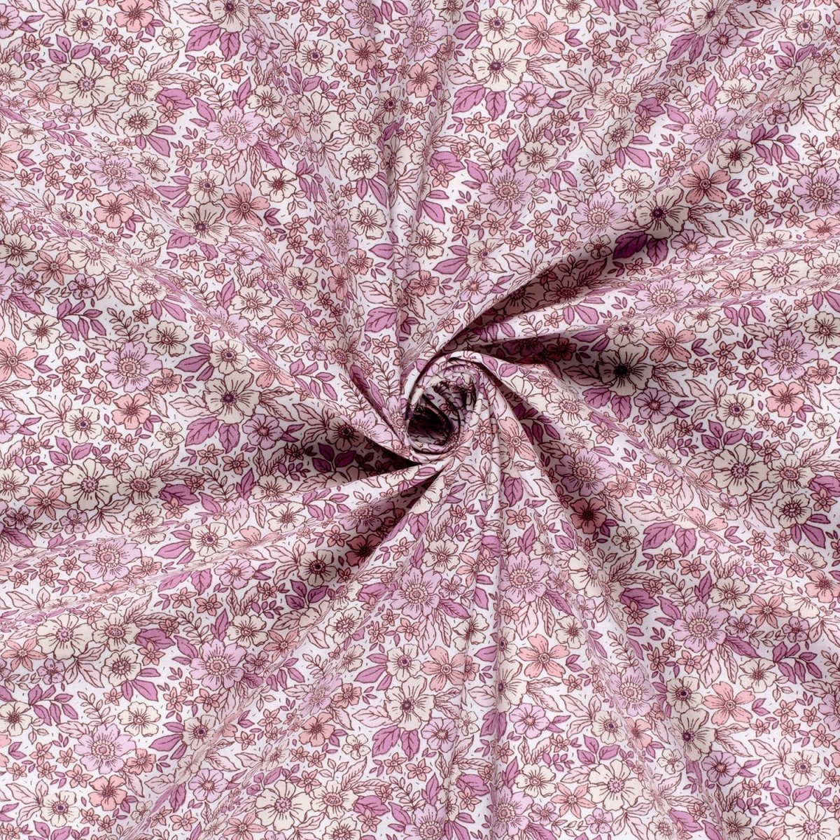 Cotton Poplin Printed Flowers Pink - Lametru.ro