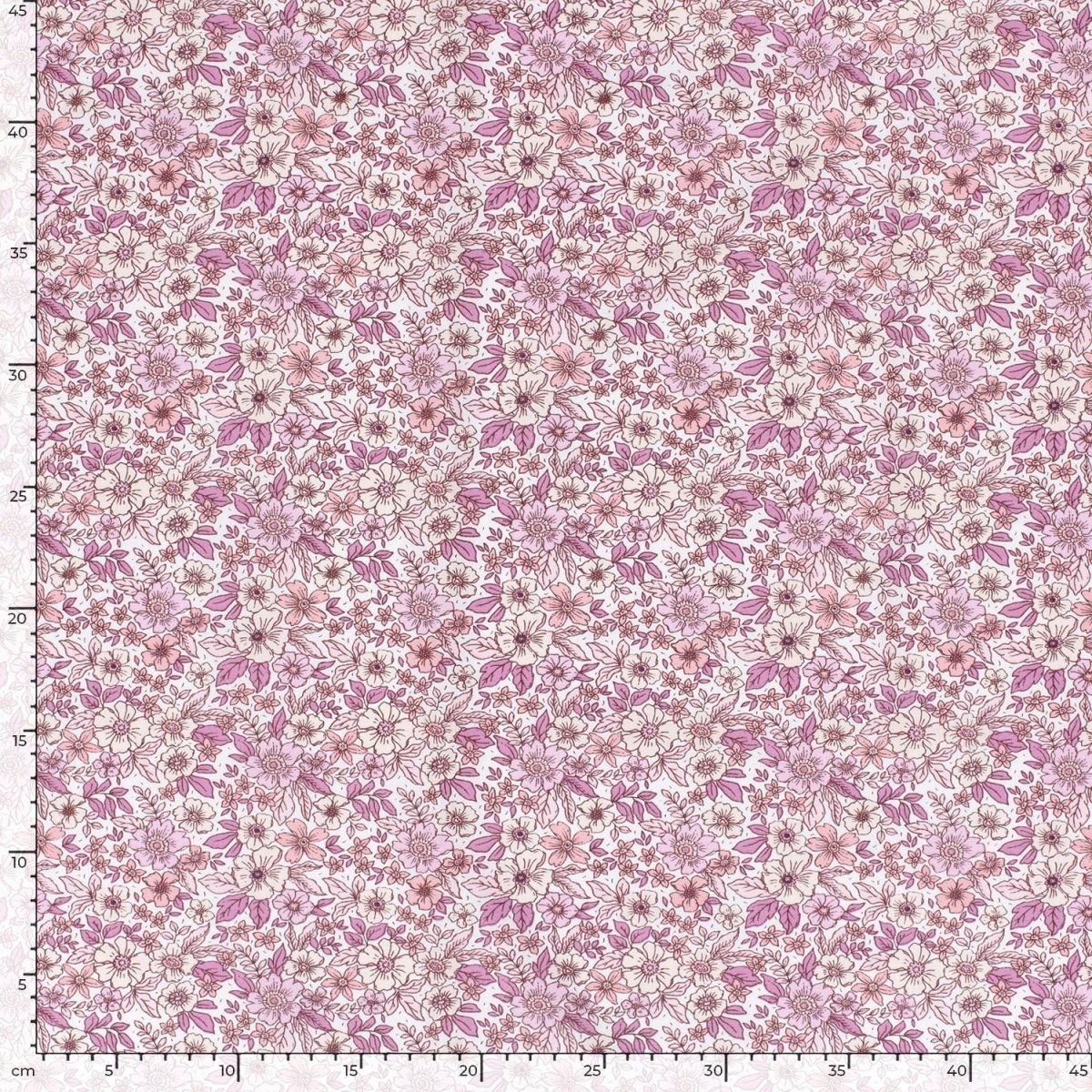 Cotton Poplin Printed Flowers Pink - Lametru.ro