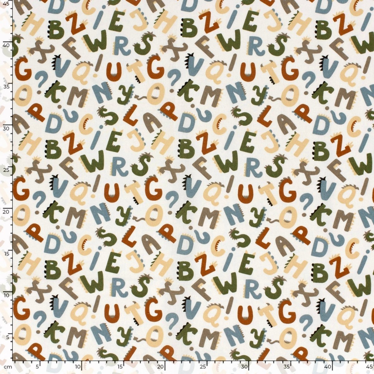Cotton Poplin Printed Letters Off White - Lametru.ro