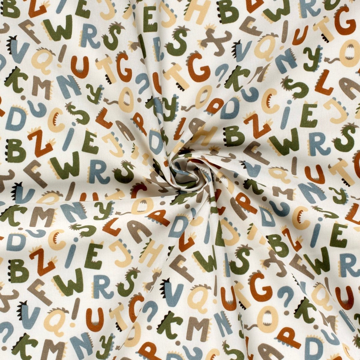 Cotton Poplin Printed Letters Off White - Lametru.ro