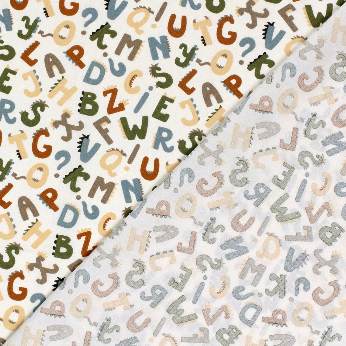 Cotton Poplin Printed Letters Off White - Lametru.ro
