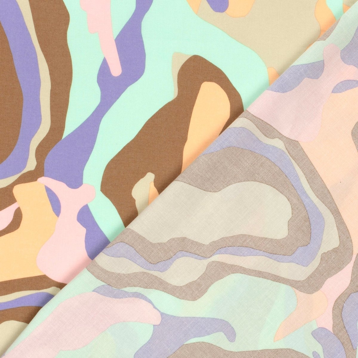Cotton Satin Printed Abstract Mint - Lametru.ro