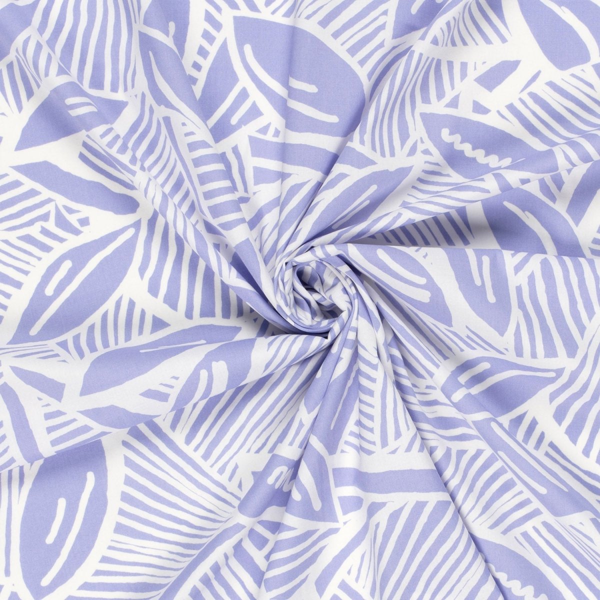 Cotton Satin Printed Leaves Lila - Lametru.ro