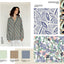 Cotton Satin Printed Leaves Lila - Lametru.ro