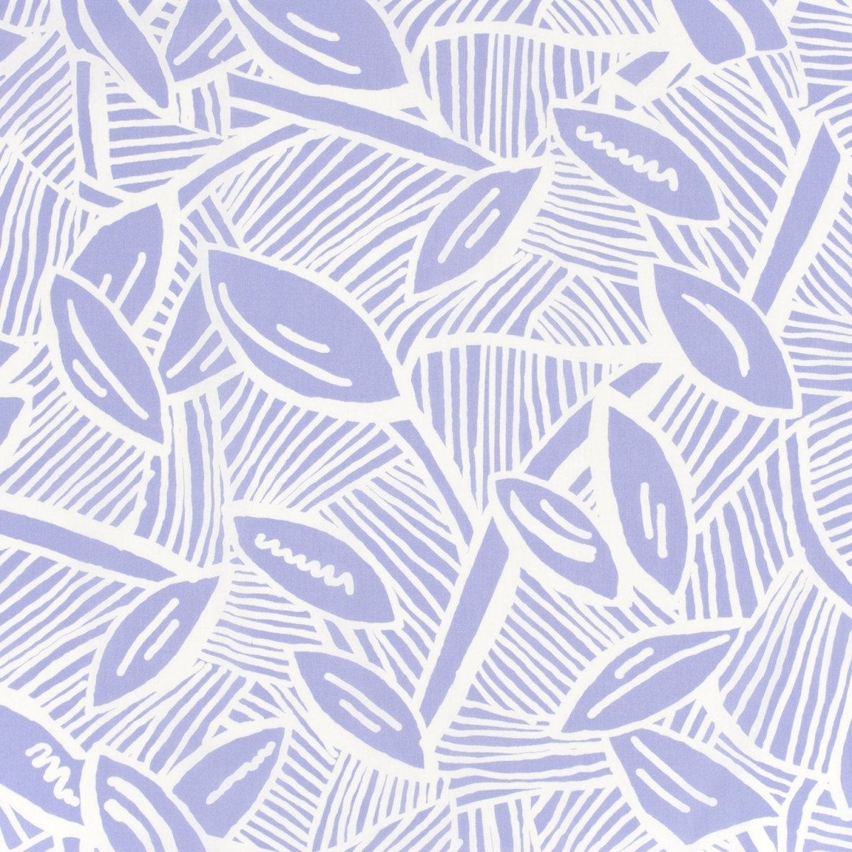Cotton Satin Printed Leaves Lila - Lametru.ro
