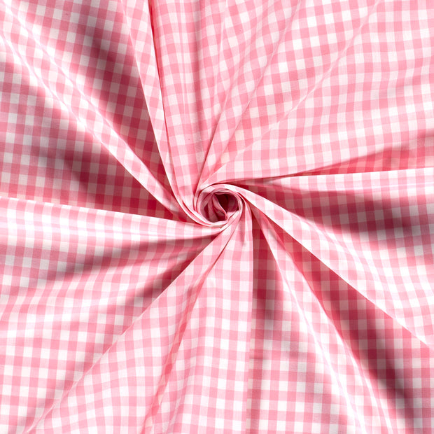 Poplin Bumbac Gingham Pink 5 mm