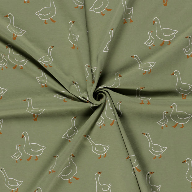 Jerse Bumbac Imprimat Animals Olive Green