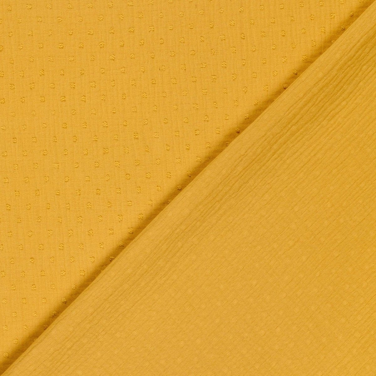 Double Gauze Dobby Dots Ochre - Lametru.ro
