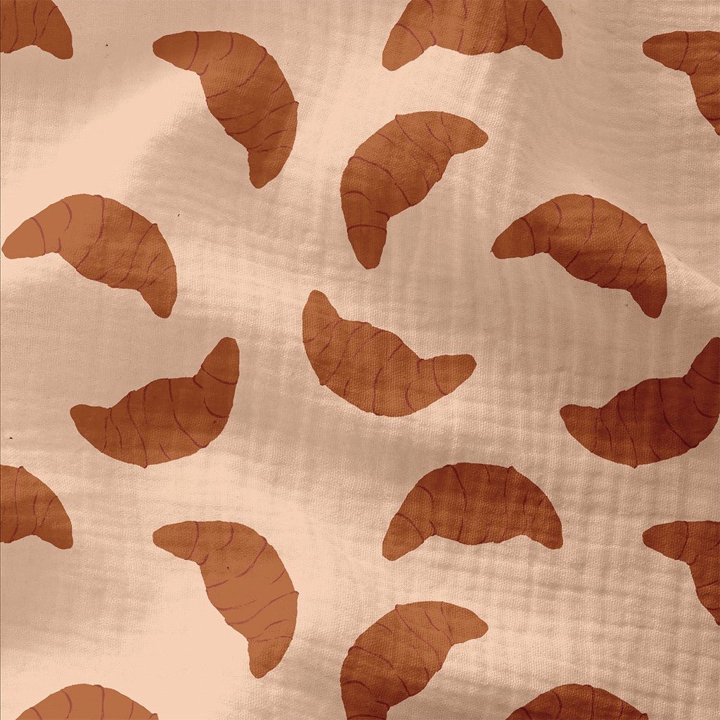 Double Gauze Printed Croissant Bisque / Pink - Lametru.ro