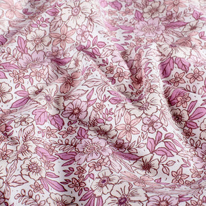 Poplin Bumbac Imprimat Flowers Pink