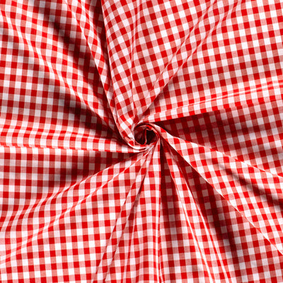 Poplin Bumbac Gingham Red 5 mm