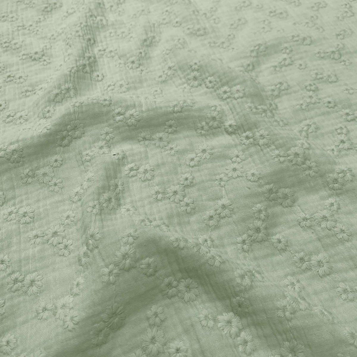 Embroidered Double Gauze Esmee Verdigris - Lametru.ro