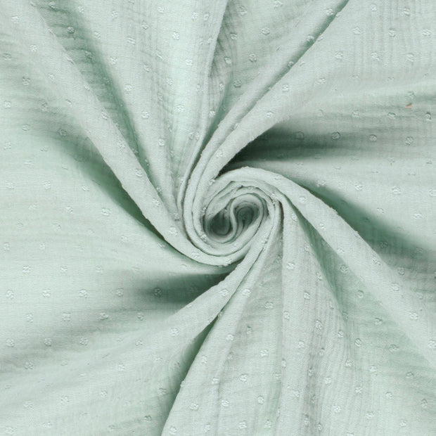 Muselina Dubla Dobby Dots Mint
