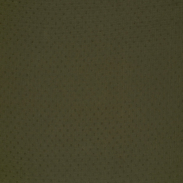 Muselina Dubla Dobby Dots Khaki Green