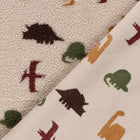Fleece Sherpa Jacquard Dinozauri Bej