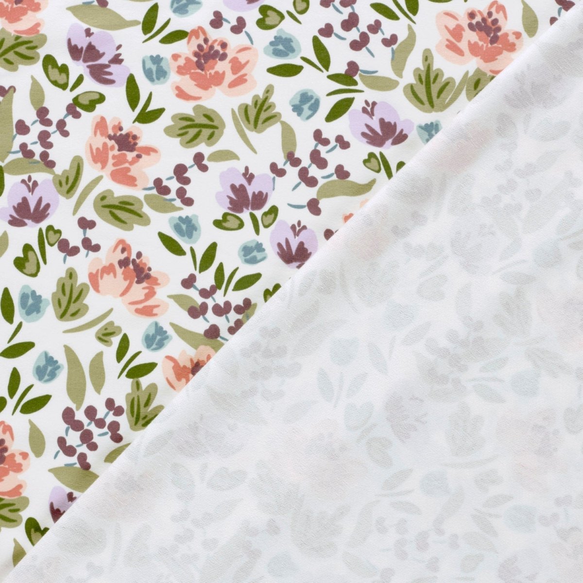 French Terry Printed Flowers Off White - Lametru.ro