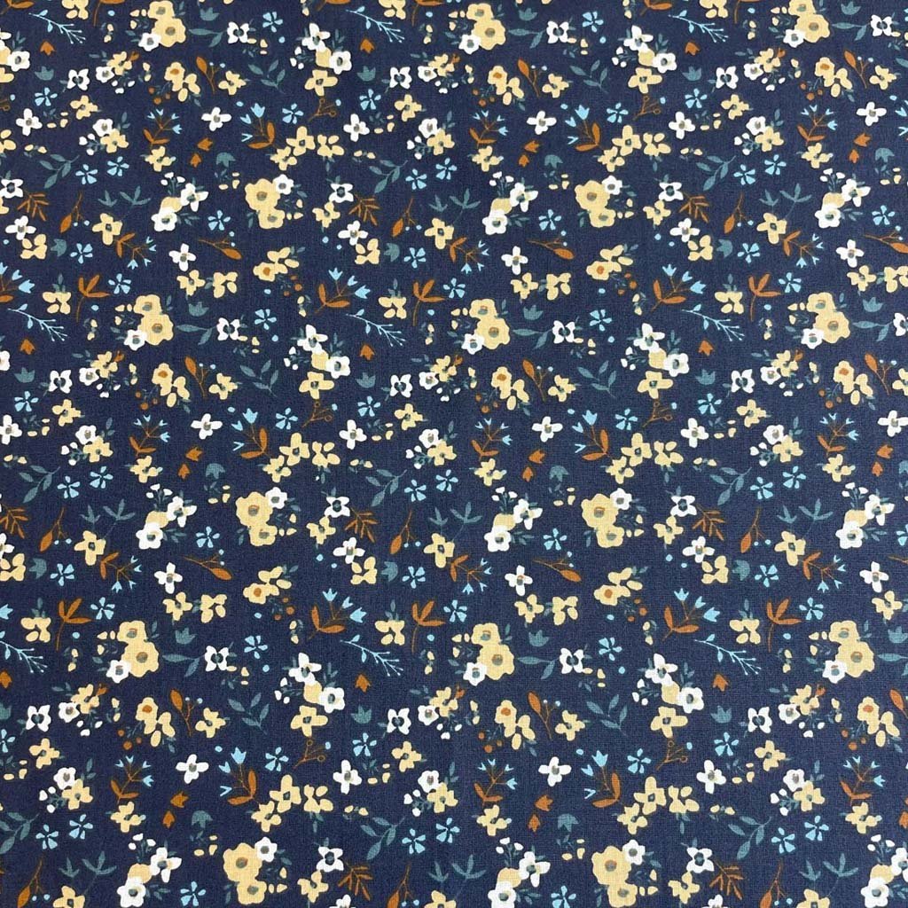 Jerse Bumbac Imprimat Elona Bleumarin / Caramel - Lametru.ro - Jerse Bumbac Imprimat