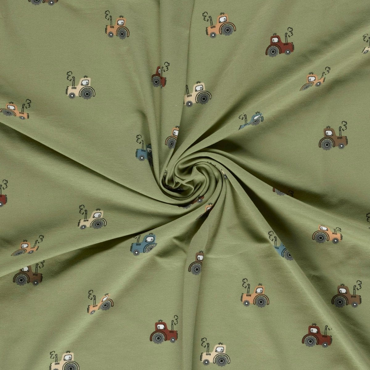 Jerse Bumbac Imprimat Tractoare Verde Olive - Lametru.ro - Jerse Bumbac Imprimat