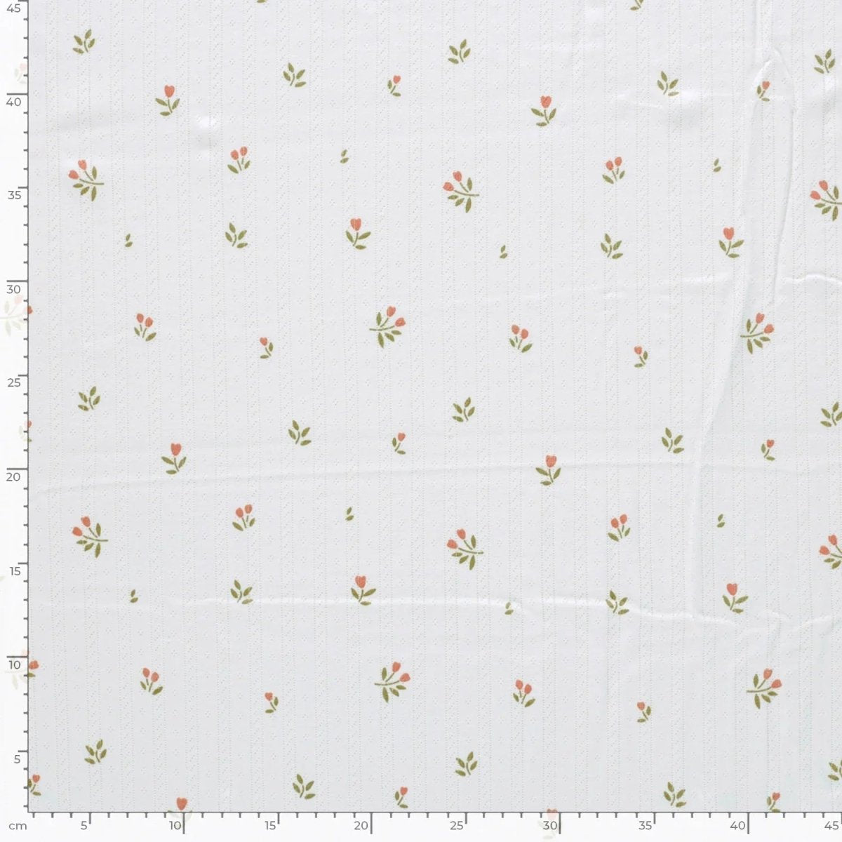 Jerse Bumbac Pointelle Flori Alb Murdar - Lametru.ro - Jerse Bumbac Pointelle