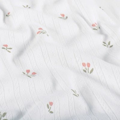 Jerse Bumbac Pointelle Flori Alb Murdar - Lametru.ro - Jerse Bumbac Pointelle