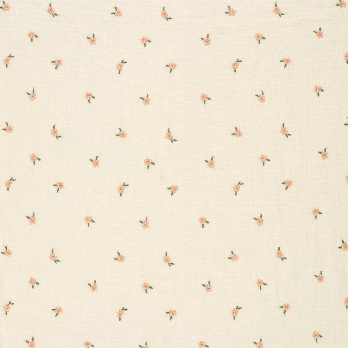 Muselina Brodata cu Flori Off White - Lametru.ro - Muselina Brodata