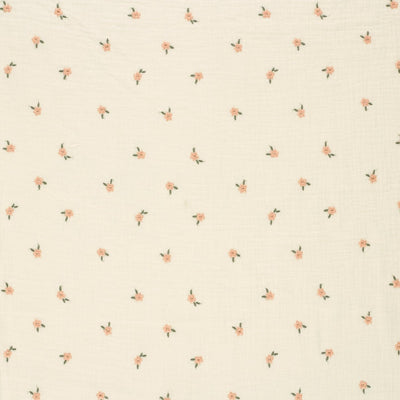Muselina Brodata cu Flori Off White - Lametru.ro - Muselina Brodata
