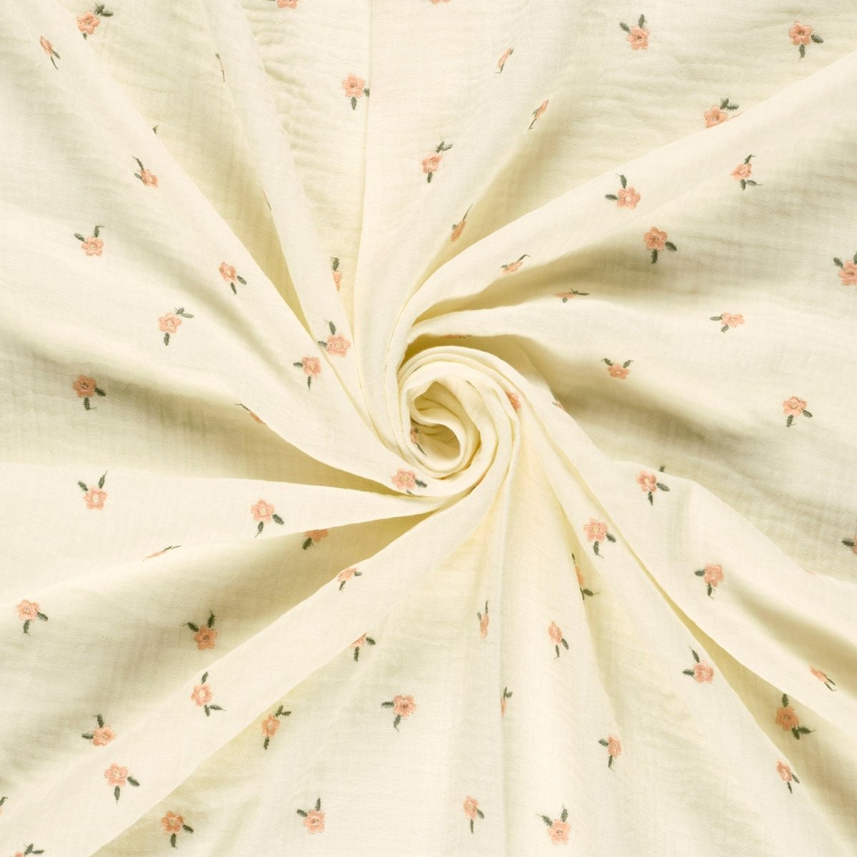 Muselina Brodata cu Flori Off White - Lametru.ro - Muselina Brodata