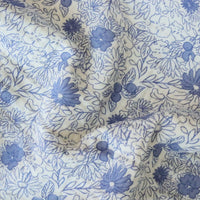 Muselina Bumbac Imprimeu Floral Albastru