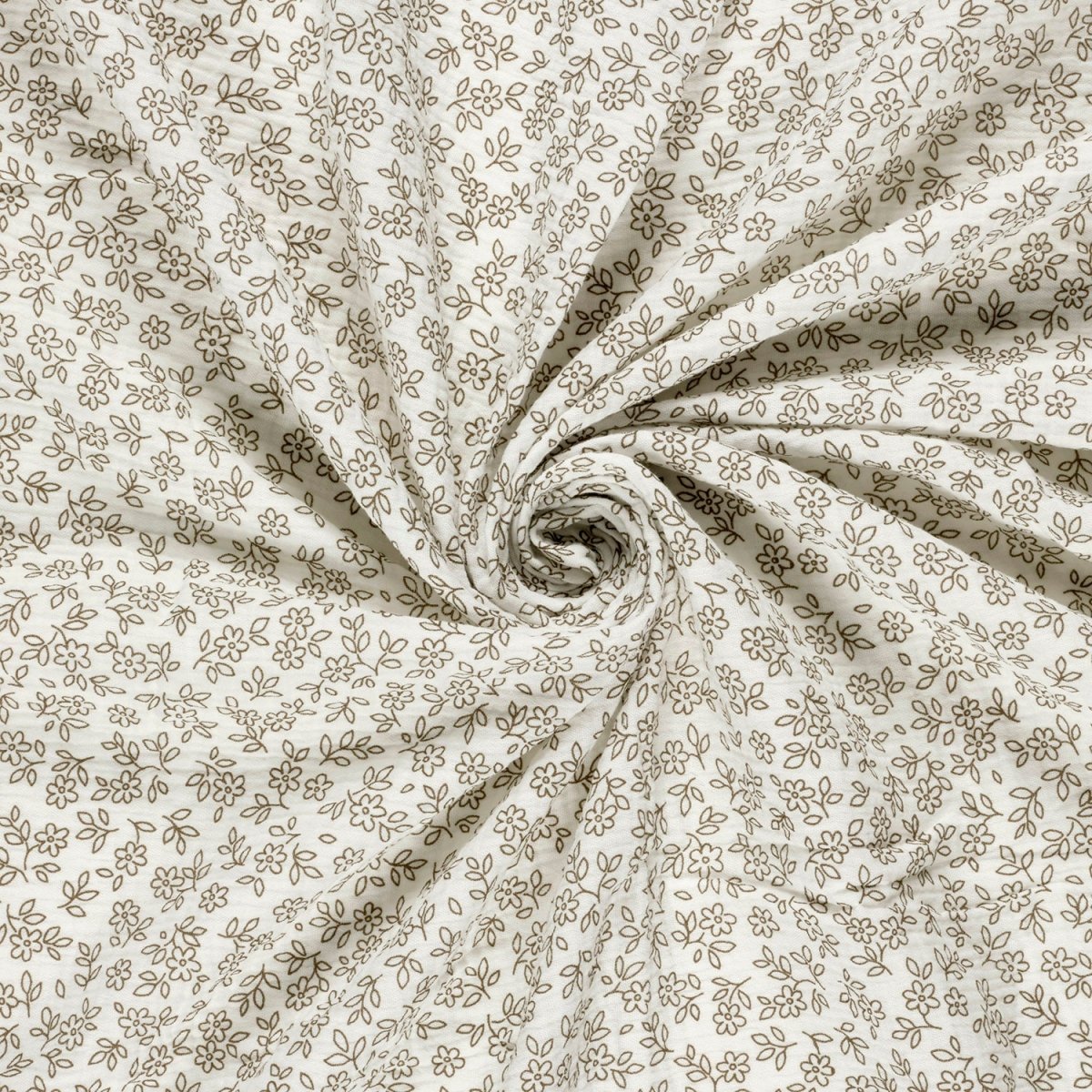 Muselina Bumbac Imprimeu Flori Off White - Lametru.ro - Muselina Imprimata