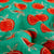 Muselina Bumbac Imprimeu Mere Rosu/Verde Menta