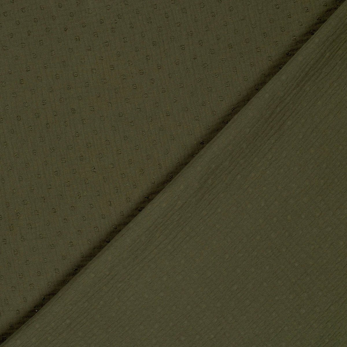 Muselină Dobby Dots Verde Kaki - Lametru.ro - Muselina Dobby