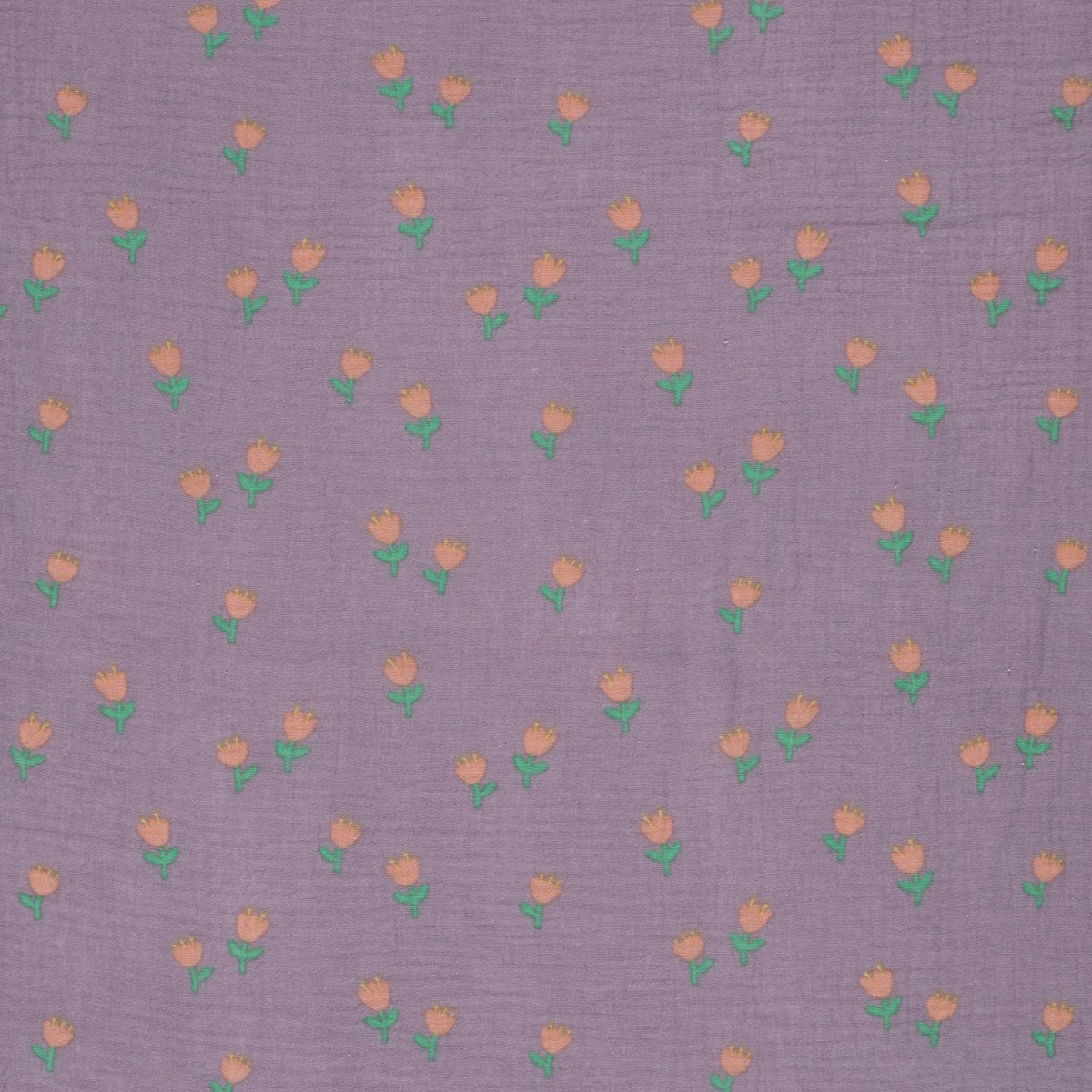 Muselina Imprimata Cu Lalele Mov - Lametru.ro - Muselina Imprimata