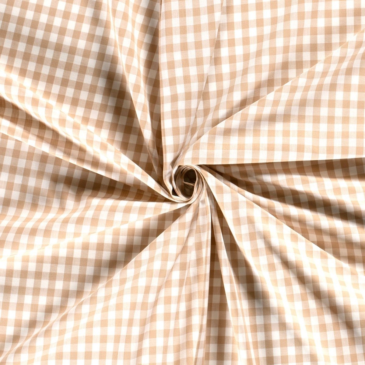 Poplin Bumbac Gingham Camel 10 mm - Lametru.ro - Poplin Bumbac Gingham