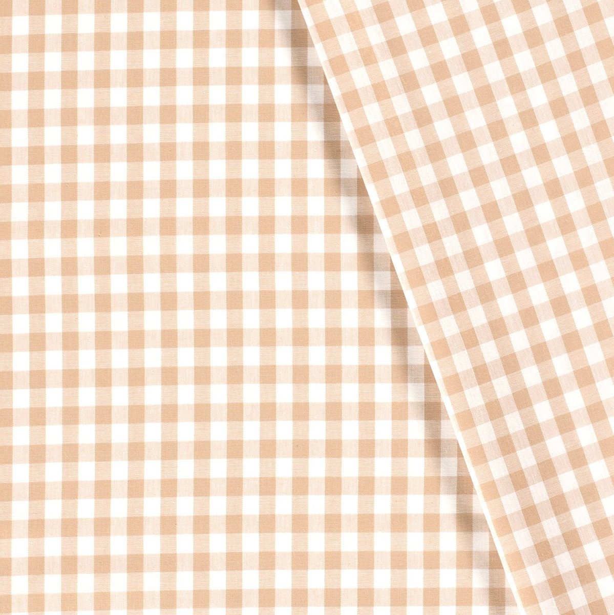 Poplin Bumbac Gingham Camel 10 mm - Lametru.ro - Poplin Bumbac Gingham