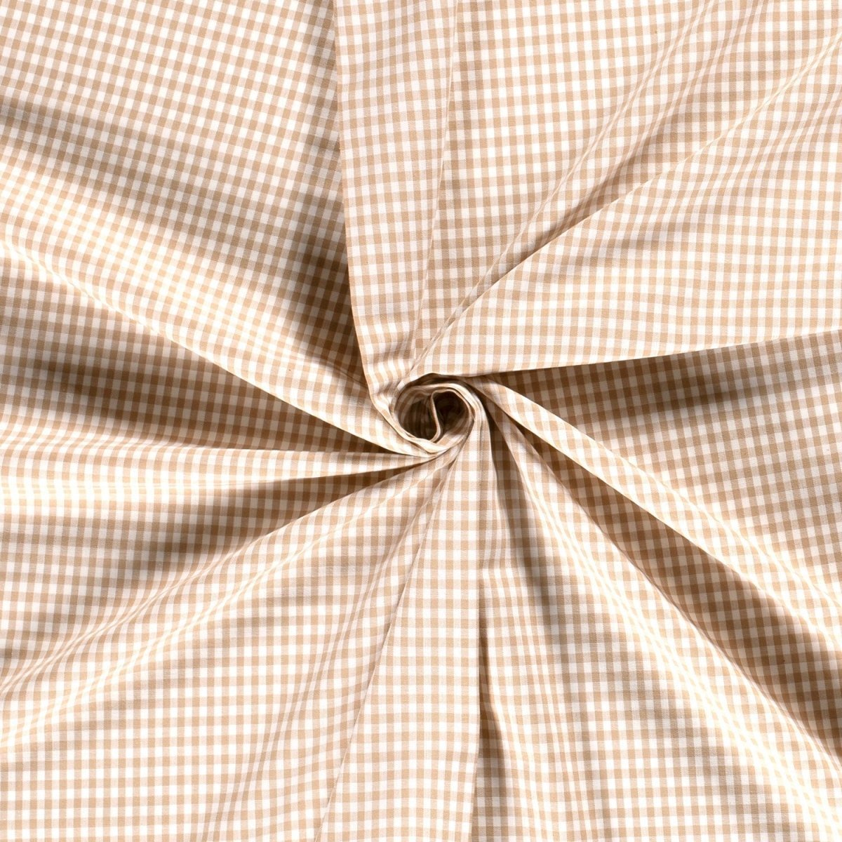 Poplin Bumbac Gingham Camel 5 mm - Lametru.ro - Poplin Bumbac Gingham