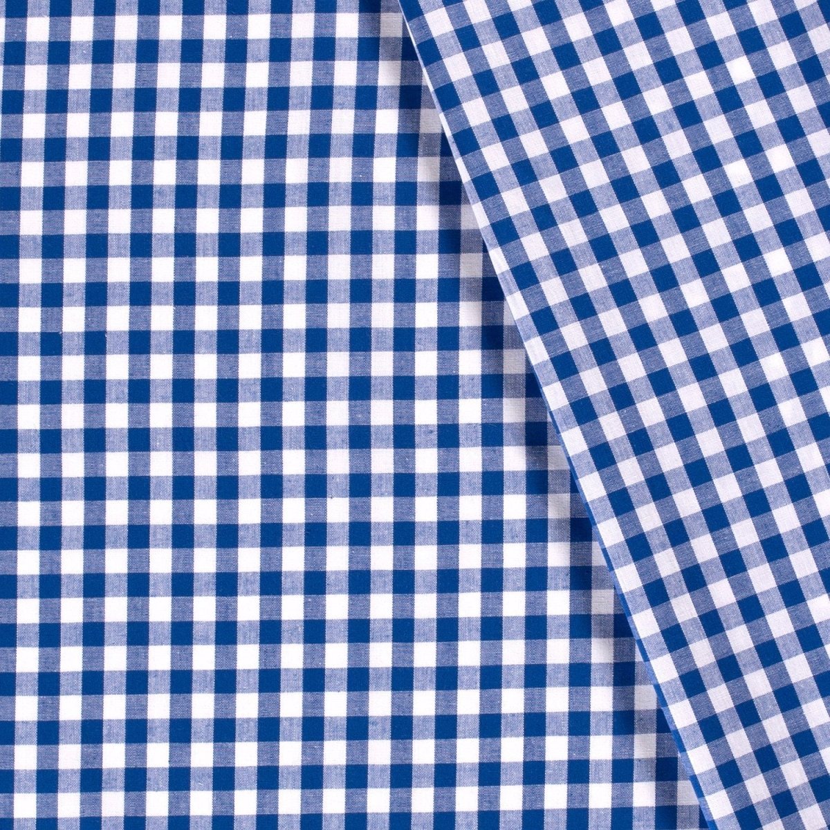 Poplin Bumbac Gingham Cobalt 10 mm - Lametru.ro - Poplin Bumbac Gingham