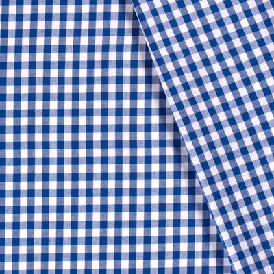 Poplin Bumbac Gingham Cobalt 10 mm - Lametru.ro - Poplin Bumbac Gingham