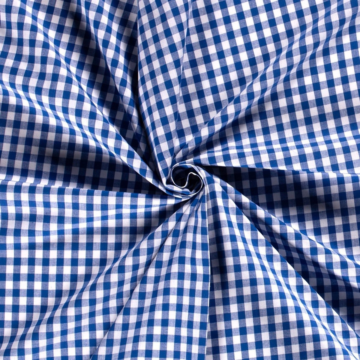 Poplin Bumbac Gingham Cobalt 10 mm - Lametru.ro - Poplin Bumbac Gingham