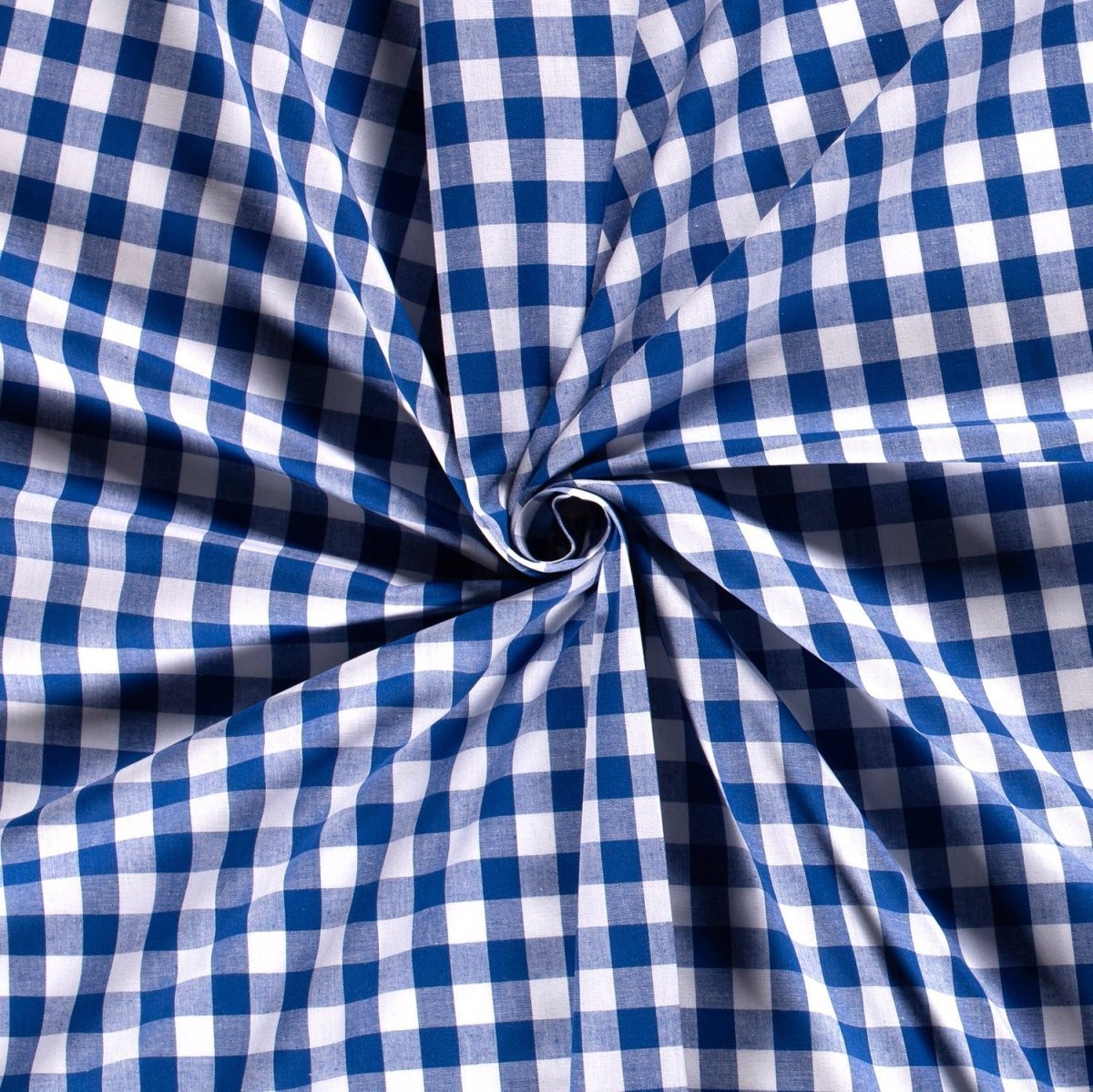 Poplin Bumbac Gingham Cobalt 20 mm - Lametru.ro - Poplin Bumbac Gingham