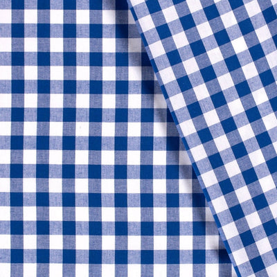 Poplin Bumbac Gingham Cobalt 20 mm - Lametru.ro - Poplin Bumbac Gingham
